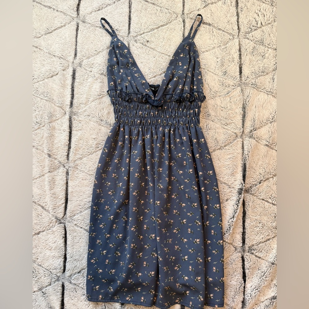 SHEIN Blue Floral Midi Dress